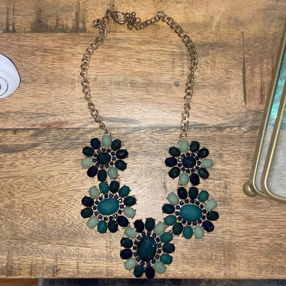 Teal statement necklace
